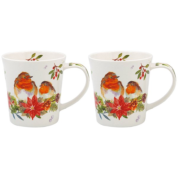 Jennifer Rose Winter Robin Mug Set of 2