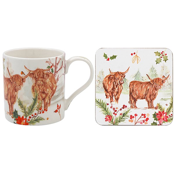 Jennifer Rose Highland Cow Mug & Coaster