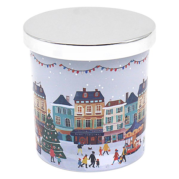 Xmas Tinsel Town White Candle