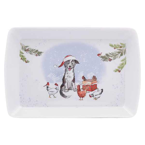 Paper Shed Xmas Small Tray Collie Hens