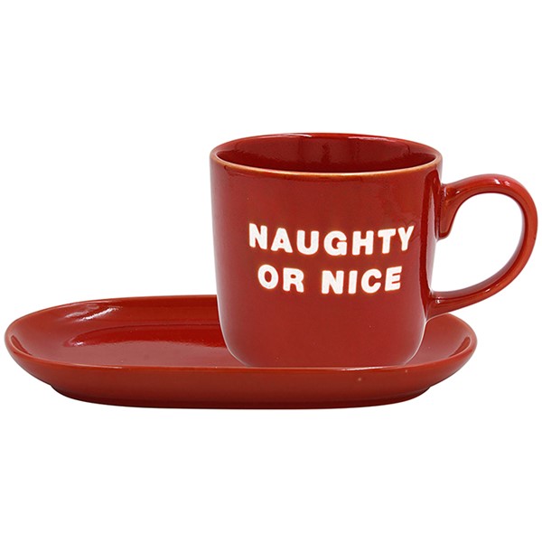 Xmas Snack Set Naughty Or Nice Red