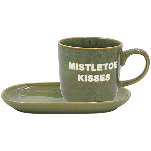 Xmas Snack Set Mistletoe Kisses Green