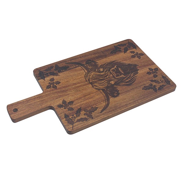 Xmas Highland Cow Acacia Cutting Board