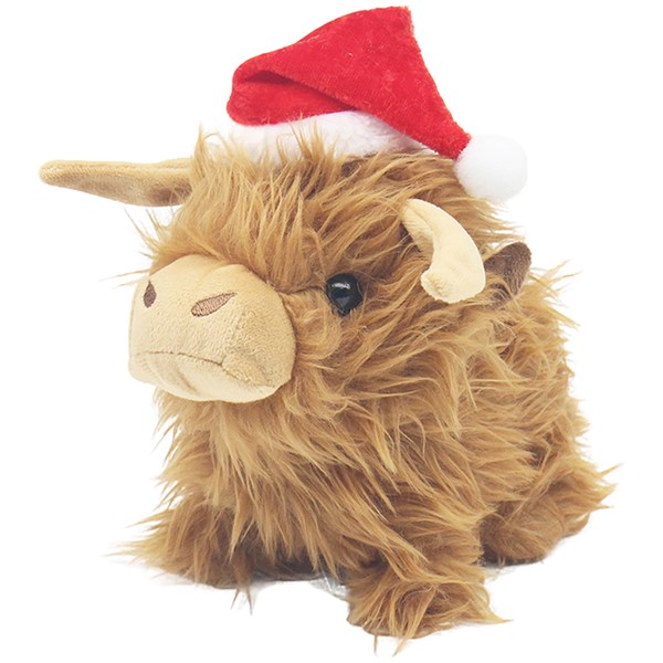 Xmas Singing Highland Cow With Hat