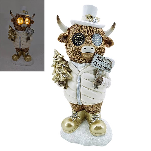 Xmas Highland Cow Tall Flash Glitter