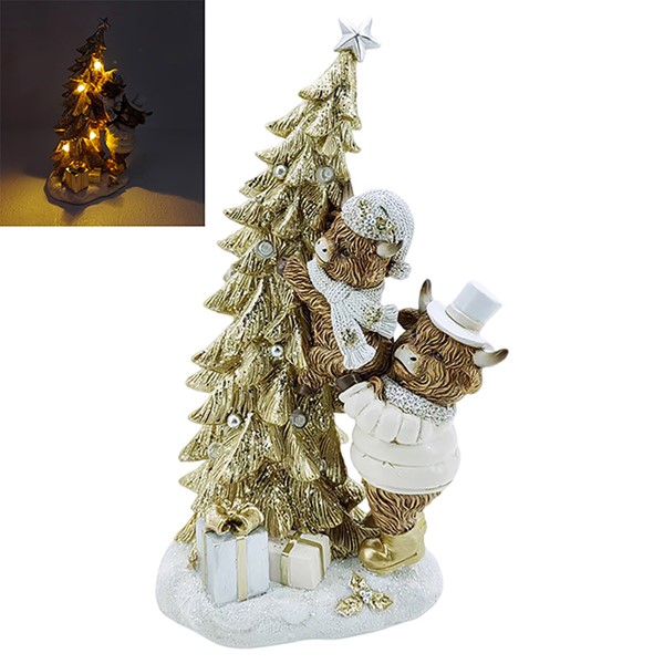 Xmas Highland Cows Light Up Tree Large