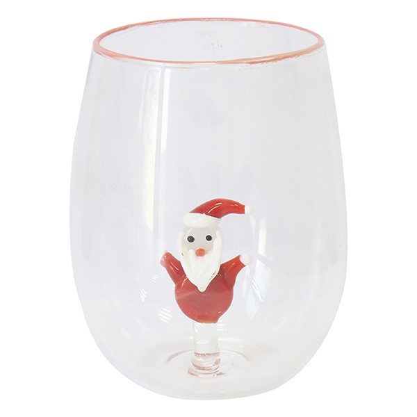 Xmas Stemless Glass Santa