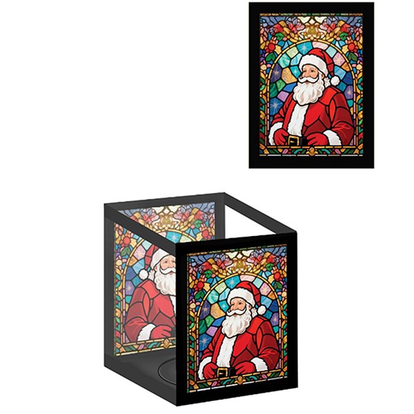 Stained Glass LED Tealight Holder Santa