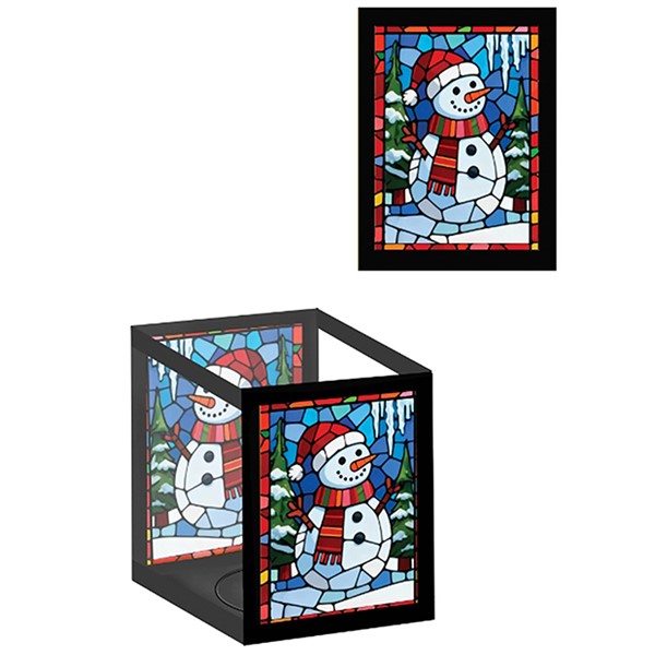 Stained Glass LED Tealight Holder Snowman