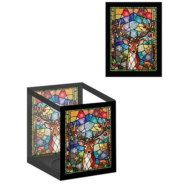 Stained Glass LED Tealight Holder Reindeer
