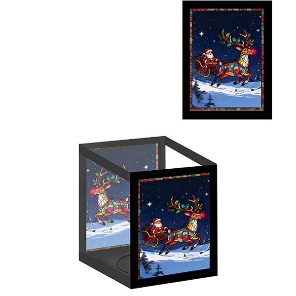 Stained Glass LED Tealight Holder Santa & Sleigh