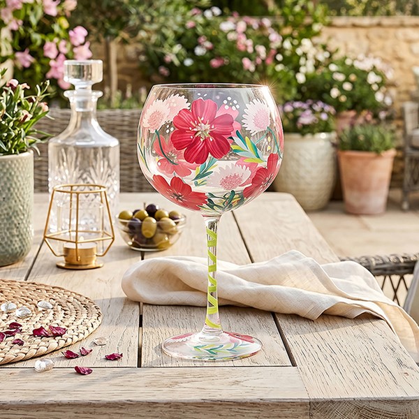 Hand Painted Gin Glass Poppies