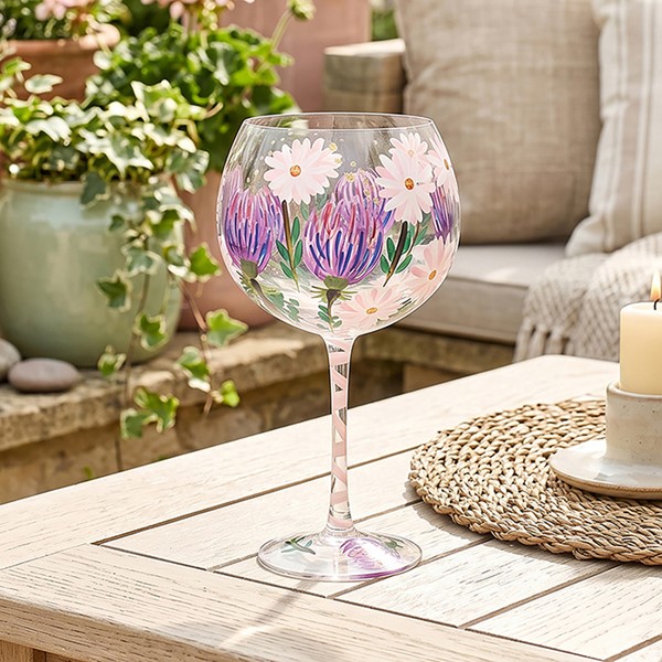 Hand Painted Gin Glass Thistle