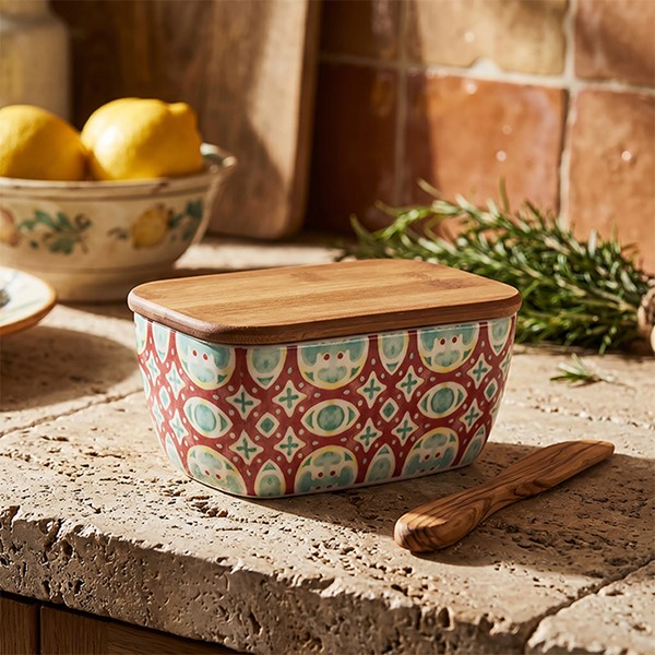 Tuscany Wood Lid Butter Dish