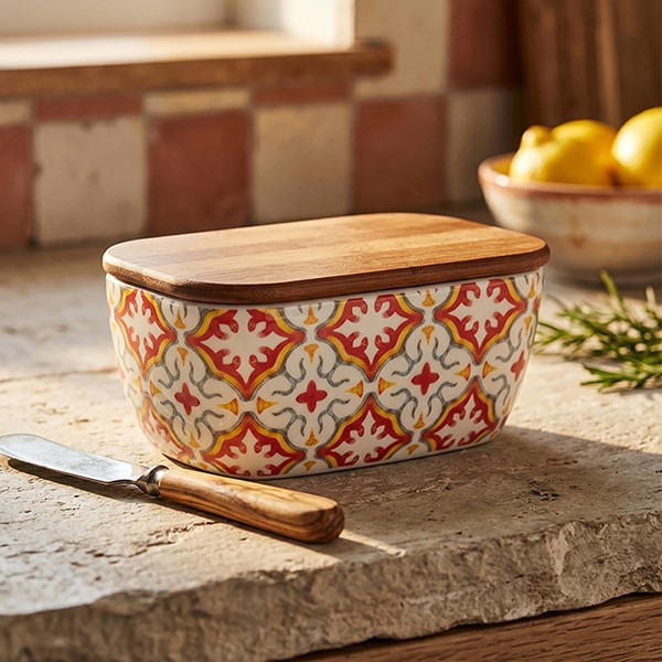 Tuscany Wood Lid Butter Dish