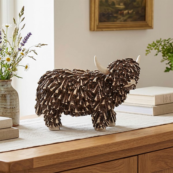 Brown Shaggy Higland Cow Stand Small