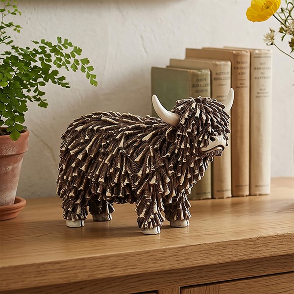 Brown Shaggy Higland Cow Stand Medium