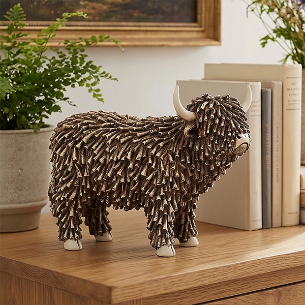 Brown Shaggy Higland Cow Stand Large