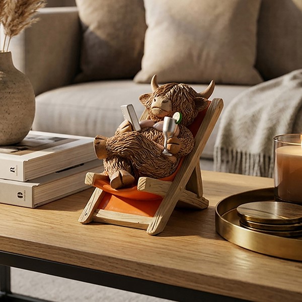 Highland Cow Orange Deckchair