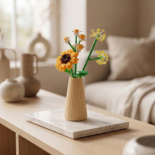 Mini Bricks Flowers in Vase