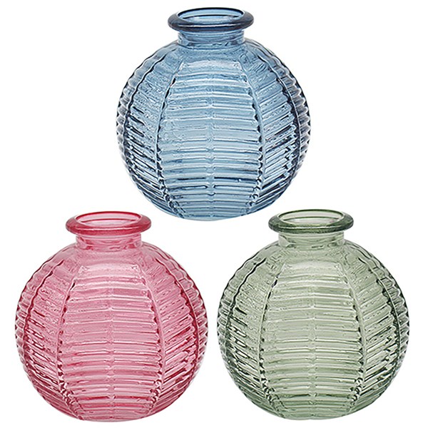 Bright Glass Ball Vase Rib Small