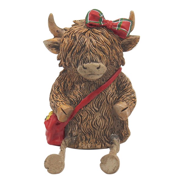 Highland Cow Dangle Legs Tartan Girl