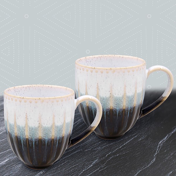 Reactive Glaze Blue Mug Set of 2