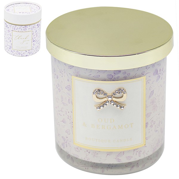 Hearts Design Candle Thank you Purple
