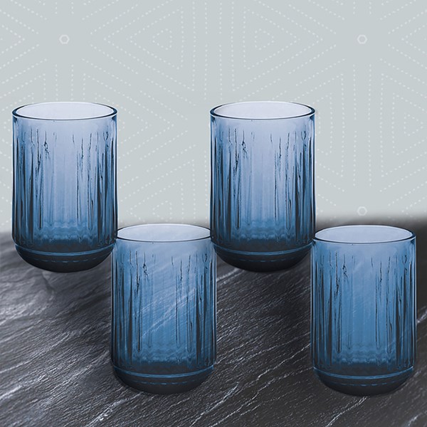 Bright Glass Tumbler Blue Set of 4