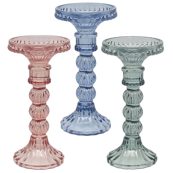 Pale Glass Candlestick Medium Multi