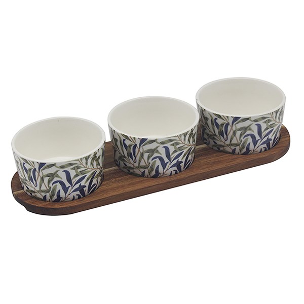 William Morris Willow Bough 3 Snack Bowls on Tray