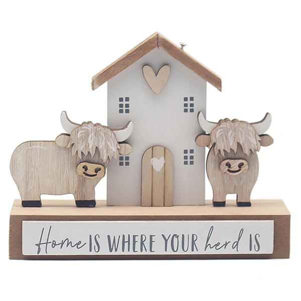 Highland Cow Stand Plaque House Love