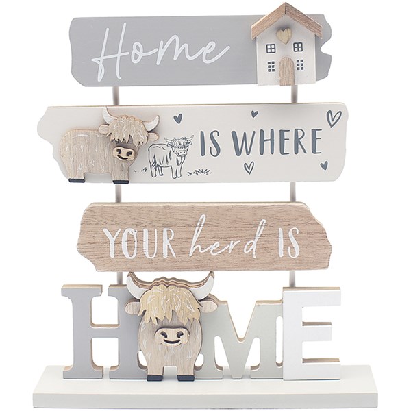 Highland Cow Word Plaque Large Home