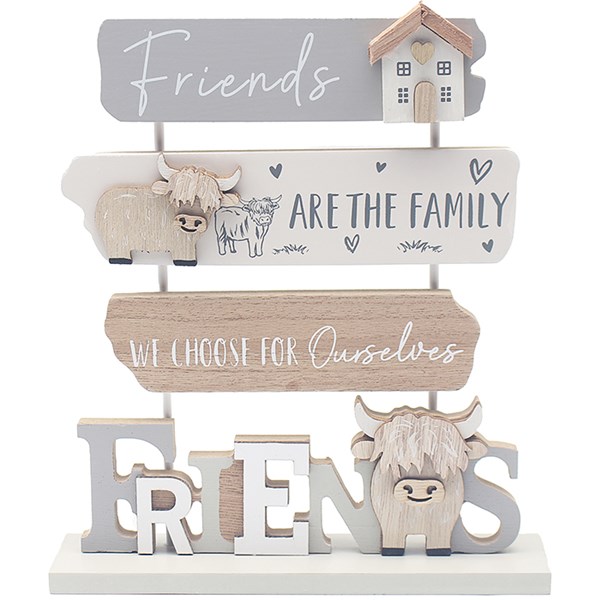 Highland Cow Word Plaque Large Friends