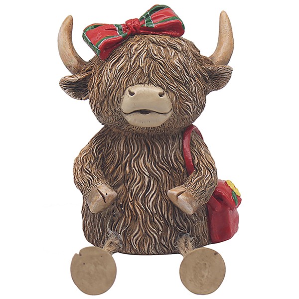 Highland Cow Money Box Tartan Bow