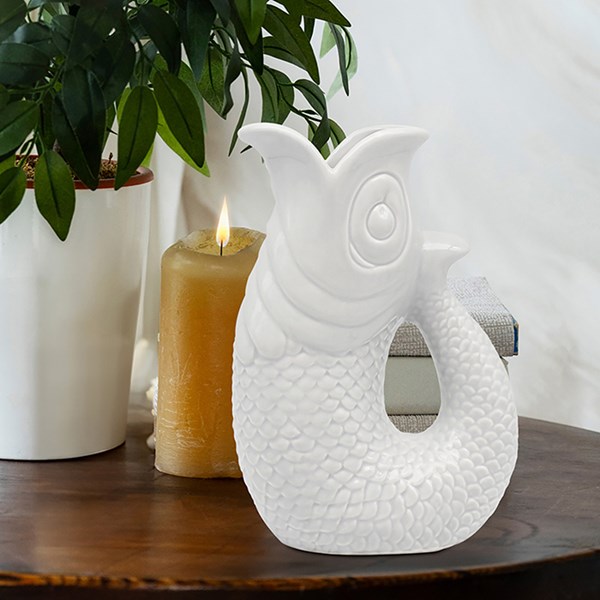 Glug Fish Vase White Small