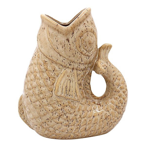 Fish Vase Jug Squat Lustre Cream