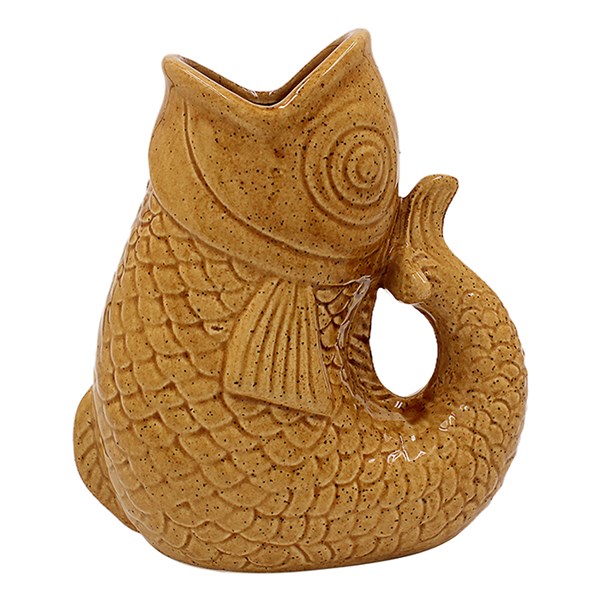 Fish Vase Jug Squat Lustre Yellow