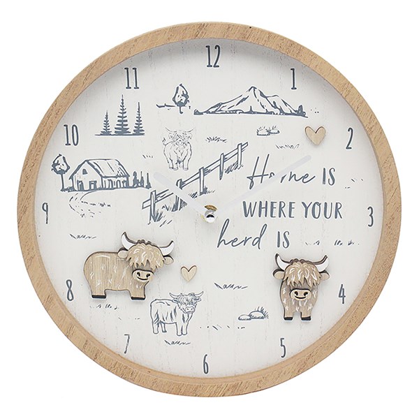 Highland Cow Clock
