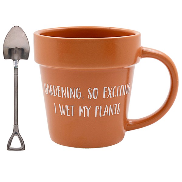 Green Fingers Plant Pot Mug & Spoon Wet My Plants