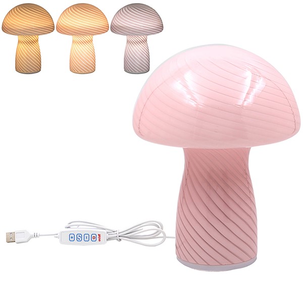 Mushroom Lamp Glass Pink