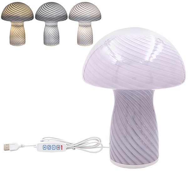 Mushroom Lamp Glass Grey