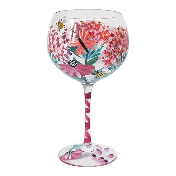 Handpainted Gin Glass Wild Garden