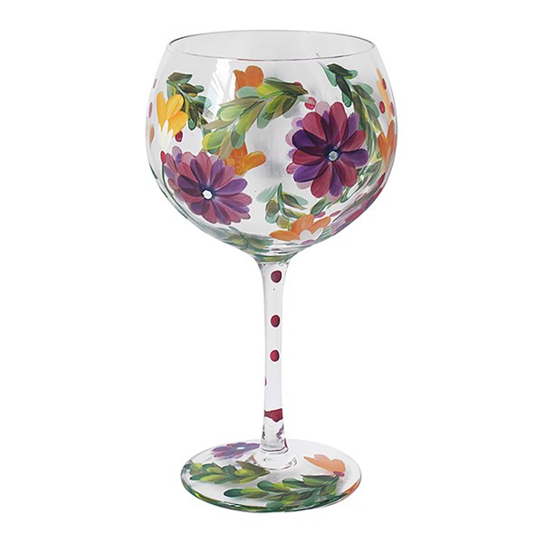 Handpainted Gin Glass Asters