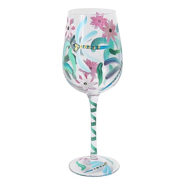 Handpainted Wine Glass Dragonflies