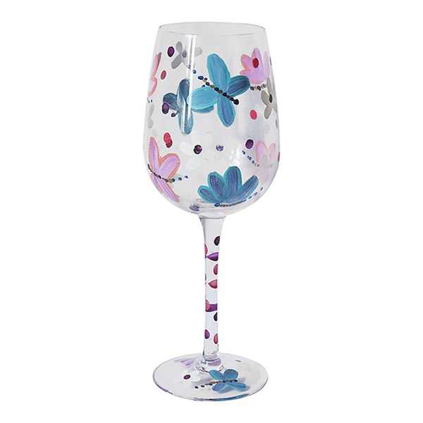 Handpainted Wine Glass Butterflies