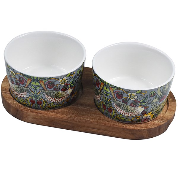 William Morris Strawberry Thief 2 Bowl Snack Tray