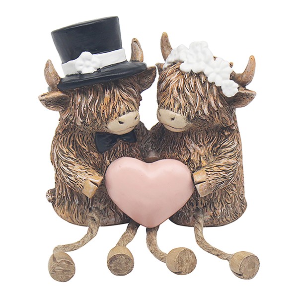 Highland Cow Dangle Leg Bride & Groom