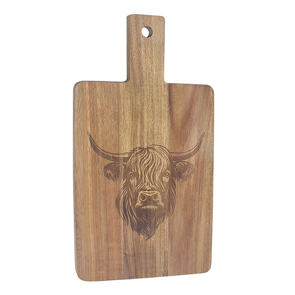 Elements Wood Highland Cow Cutting Board Large