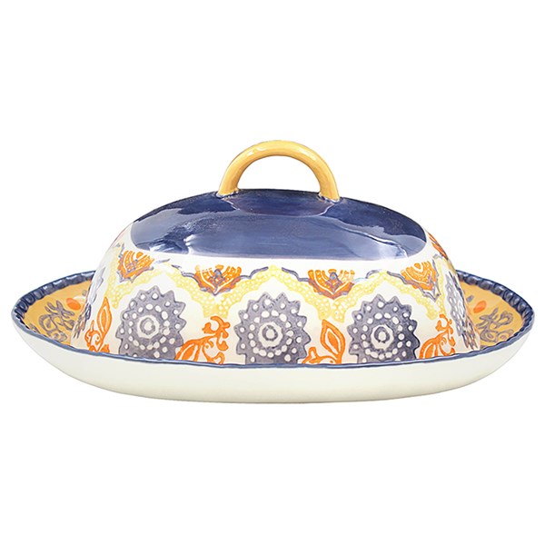 Tuscany Hand Painted Butter Dish Circle